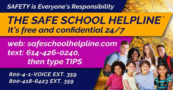Help keep our schools safe with the Safe School Helpline